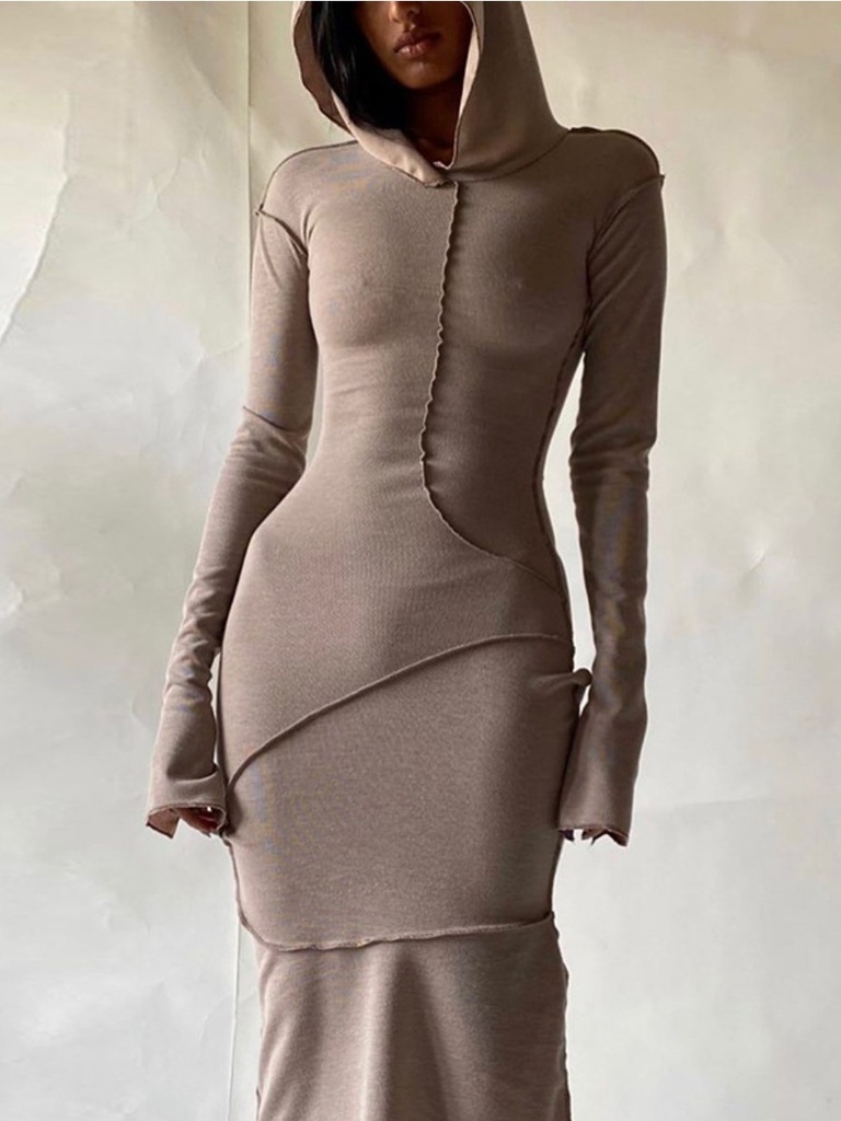 Hooded Collar Bodycon Dress