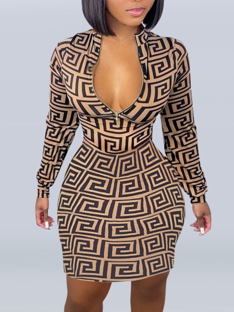 Geometric Print Bodycon Dress ROASO